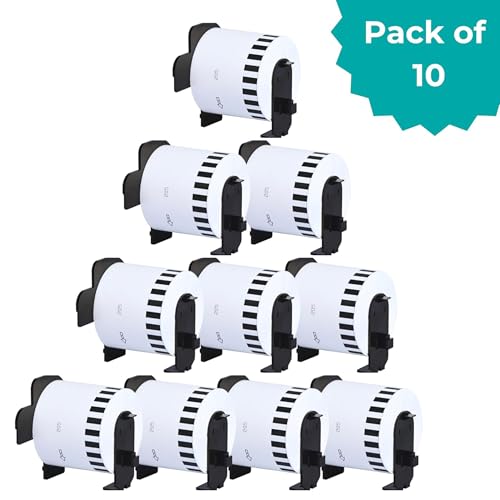 DK-22205 Compatible Continuous Paper Tape — 10 Rolls (62 mm × 30.48 m)