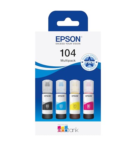 Epson 104 EcoTank Ink Bottles — Genuine Multipack (CMYK)